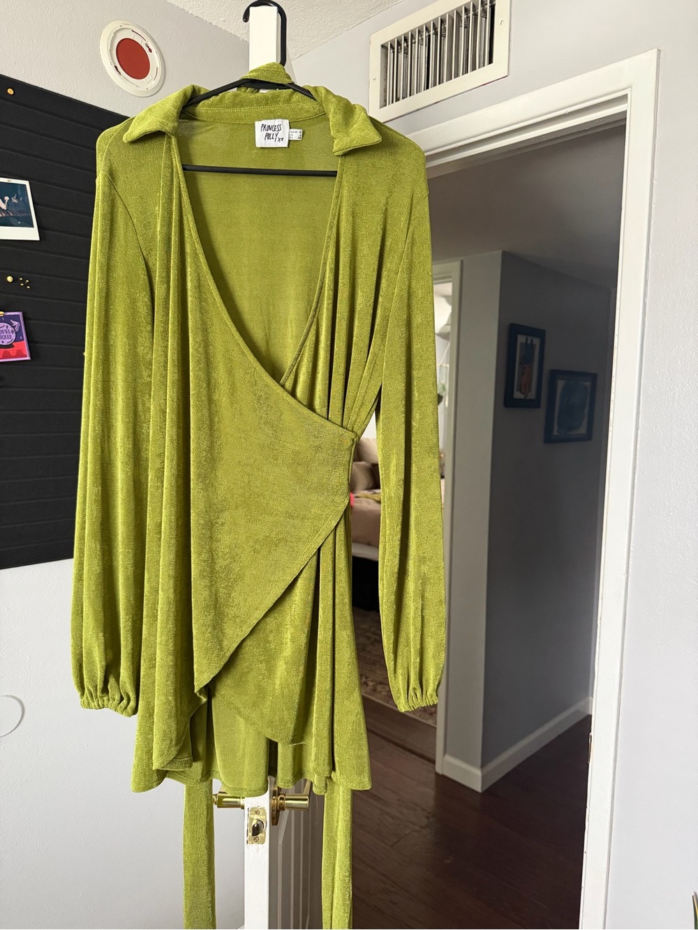 Princess Polly Olive Green Long Sleeve Wrap Dress